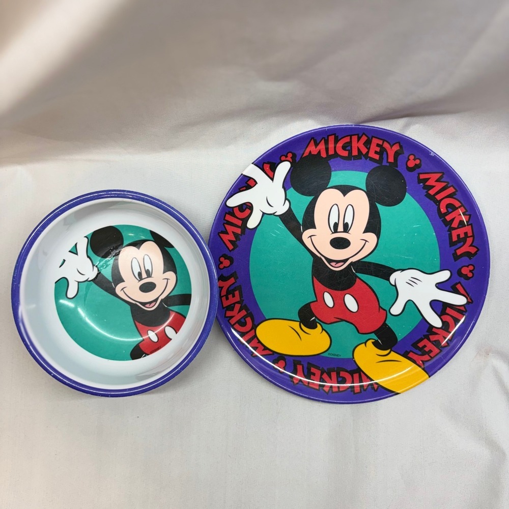 Zak Designs Plate and Bowl Set Kids OS Purple Good Vintage Mickey Mouse 90s